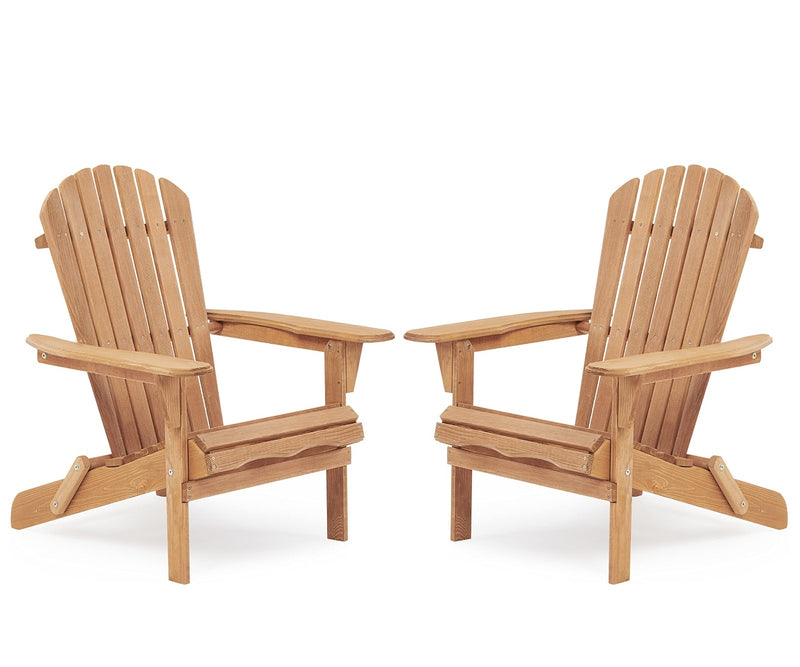 Wooden Outdoor Folding Adirondack Chair Set Of 2 For Garden, Lawn, Patio